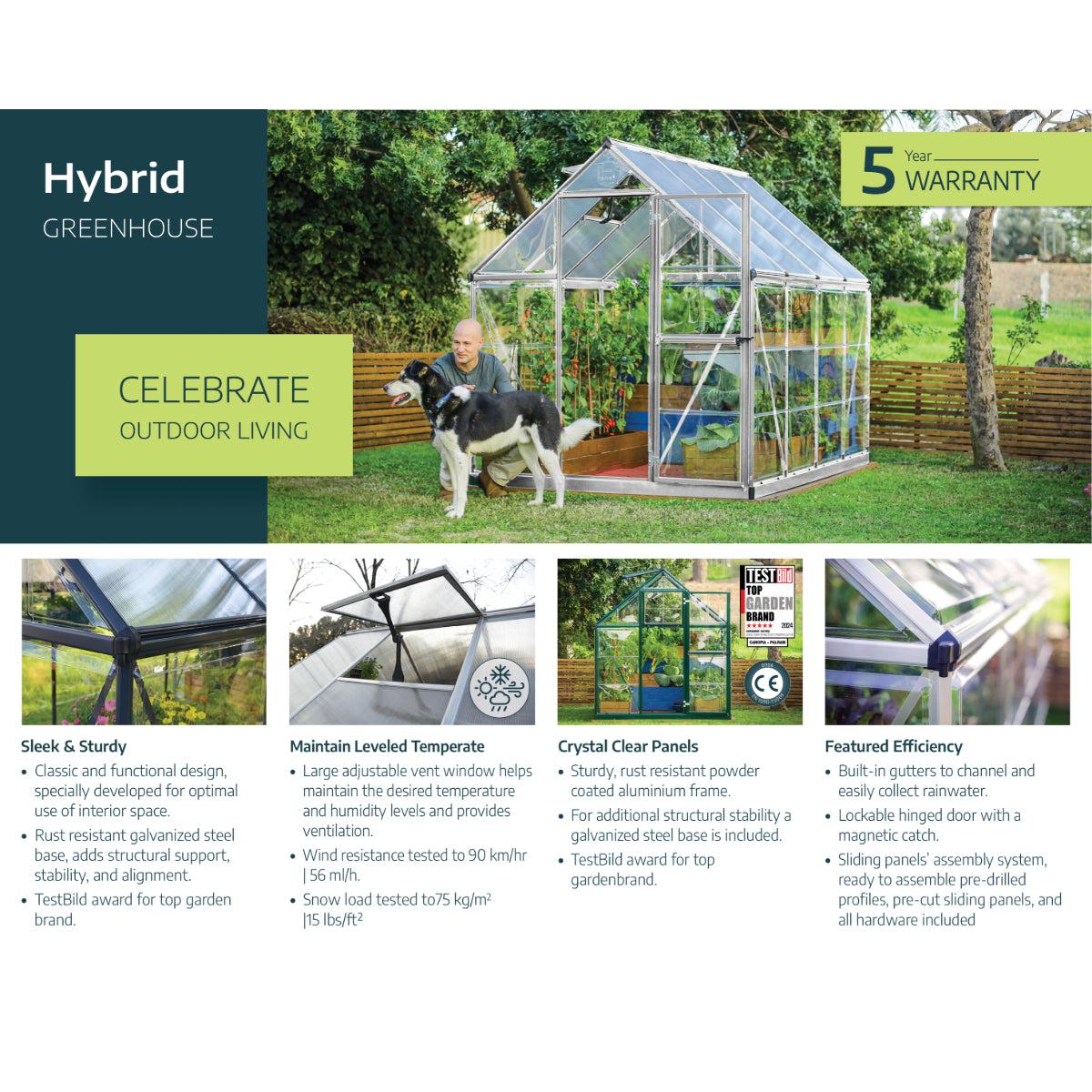 Hybrid Polycarbonate Greenhouse 6 x 4 ft. Grey Frame | Palram-Canopia-Delightful Yard