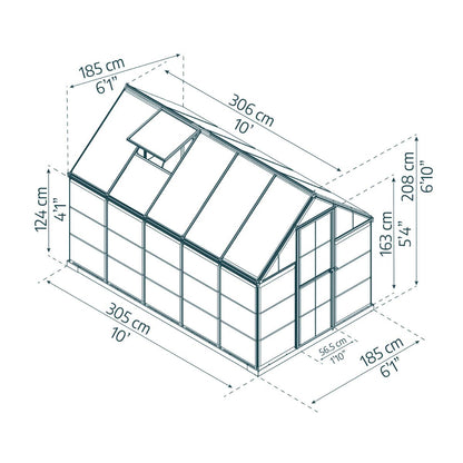 Hybrid Polycarbonate Greenhouse 6 x 10 ft. Grey Frame | Palram-Canopia-Delightful Yard