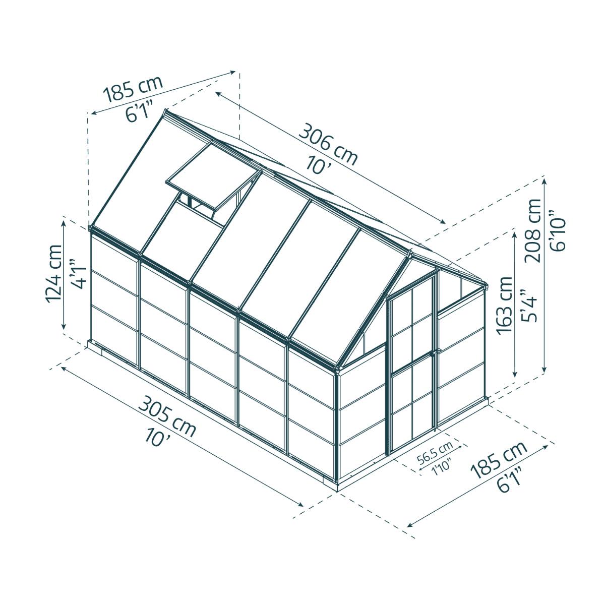 Hybrid Polycarbonate Greenhouse 6 x 10 ft. Grey Frame | Palram-Canopia-Delightful Yard