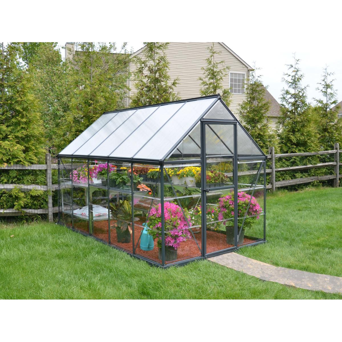 Hybrid Polycarbonate Greenhouse 6 x 10 ft. Grey Frame | Palram-Canopia-Delightful Yard