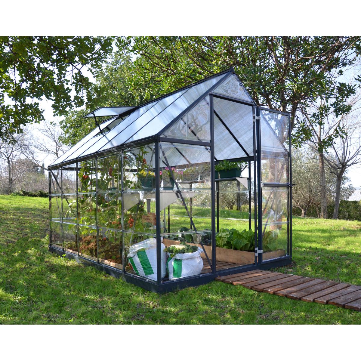 Hybrid Polycarbonate Greenhouse 6 x 10 ft. Grey Frame | Palram-Canopia-Delightful Yard