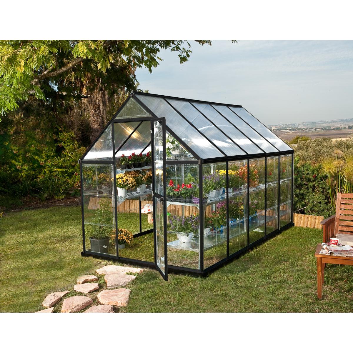 Hybrid Polycarbonate Greenhouse 6 x 10 ft. Grey Frame | Palram-Canopia-Delightful Yard