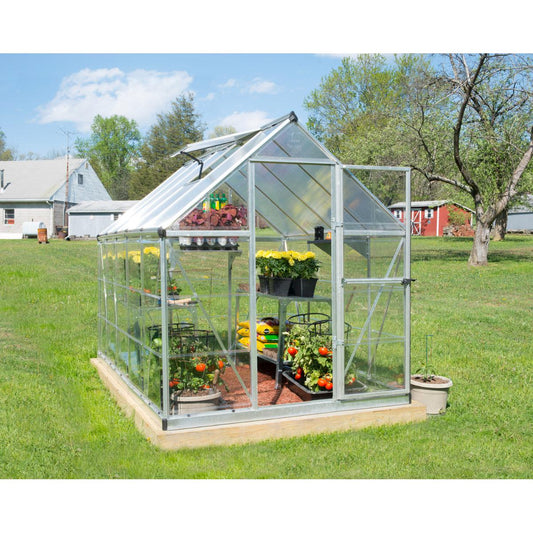 Hybrid Polycarbonate Greenhouse 6 x 10 ft. Silver Frame | Palram-Canopia-Delightful Yard