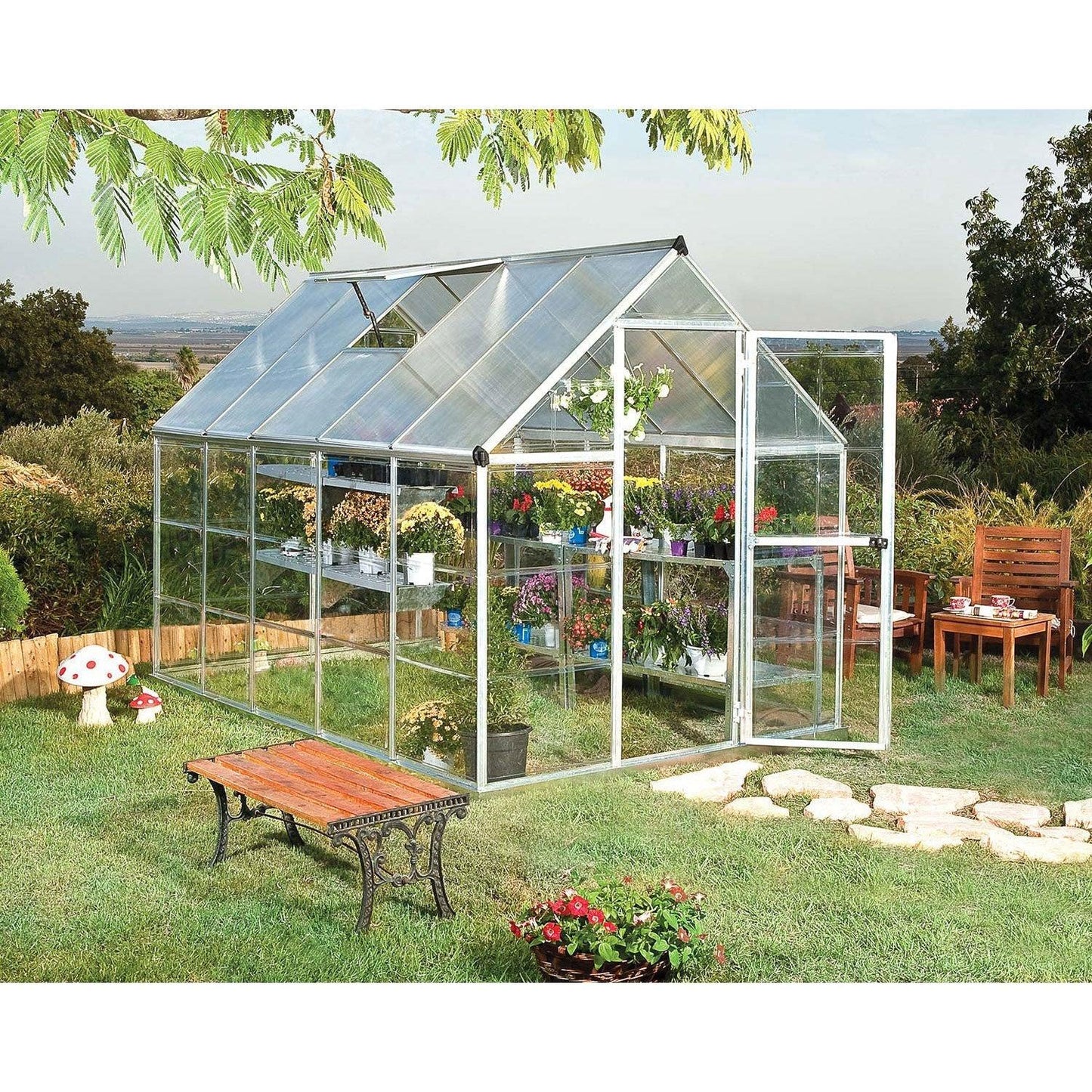 Hybrid Greenhouse 6 x 10 ft. Silver Frame | Palram-Canopia - Delightful Yard