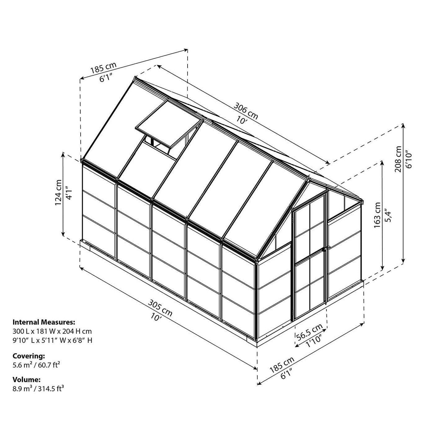 Hybrid Greenhouse 6 x 10 ft. Silver Frame | Palram-Canopia - Delightful Yard