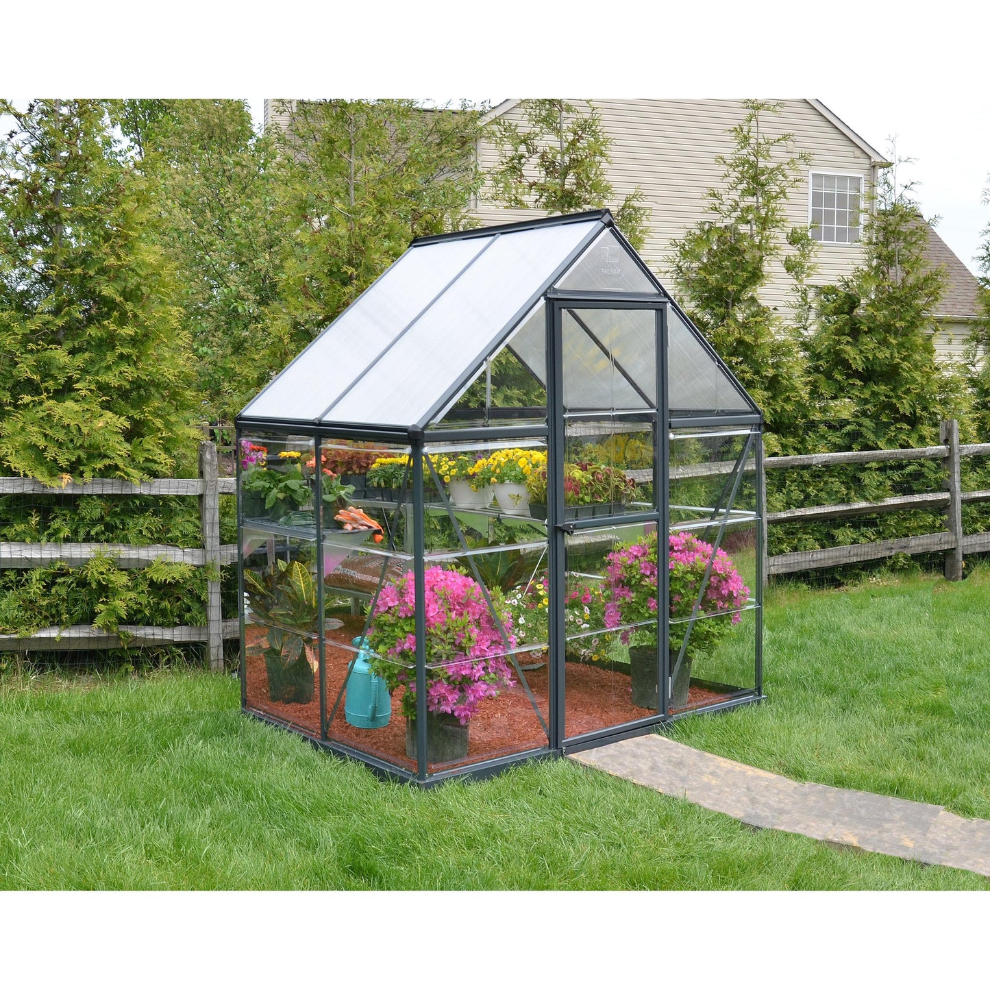 Hybrid Polycarbonate Greenhouse 6 x 4 ft. Grey Frame | Palram-Canopia-Delightful Yard