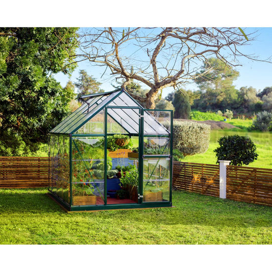 Hybrid Polycarbonate Greenhouse 6 x 8 ft. Green Frame | Palram-Canopia-Delightful Yard
