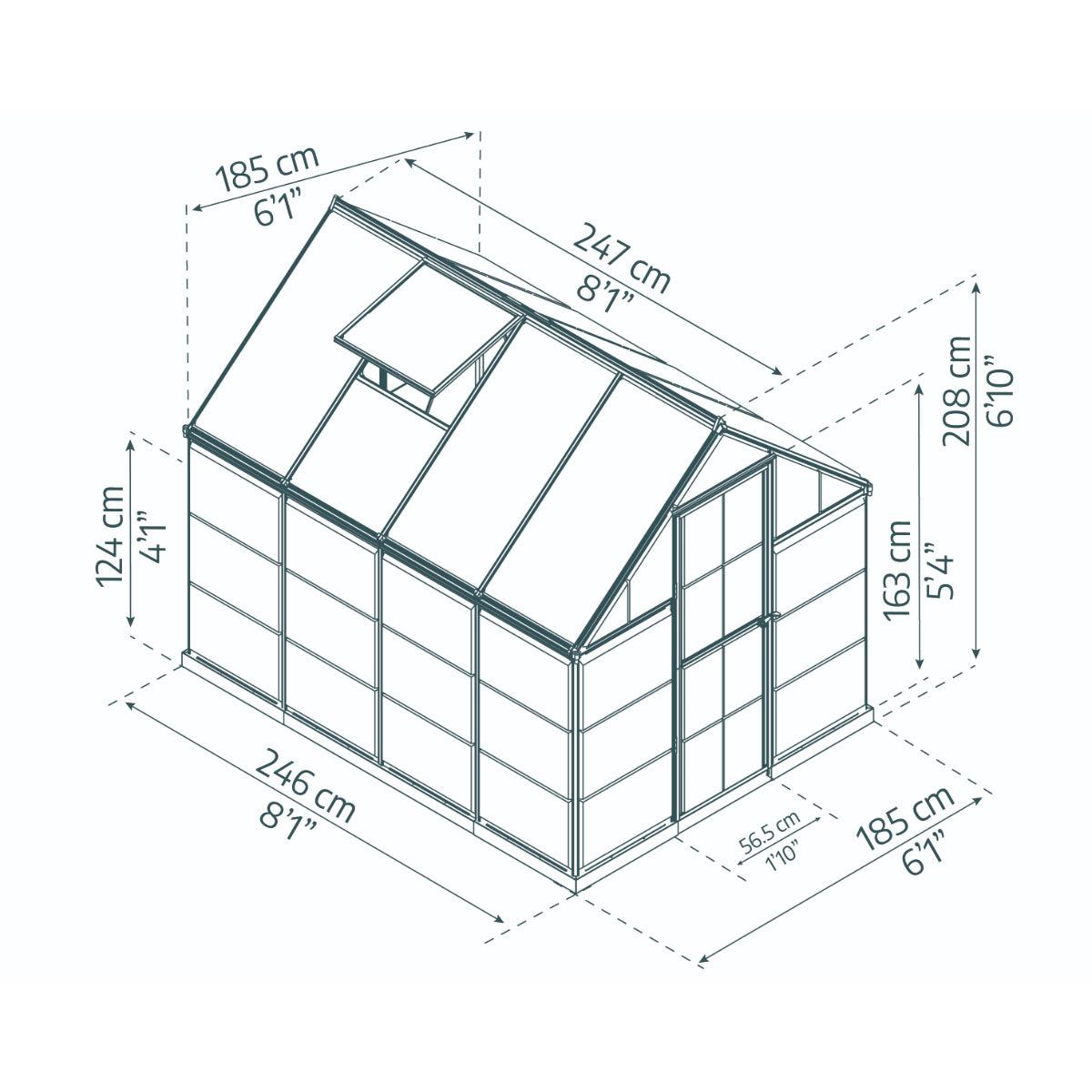 Hybrid Polycarbonate Greenhouse 6 x 8 ft. Grey Frame | Palram-Canopia-Delightful Yard