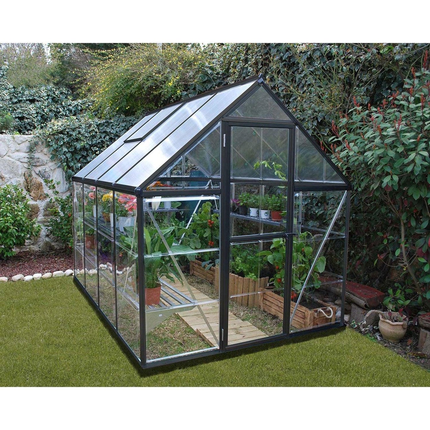 Hybrid Greenhouse 6 x 8 ft. Grey Frame | Palram-Canopia - Delightful Yard