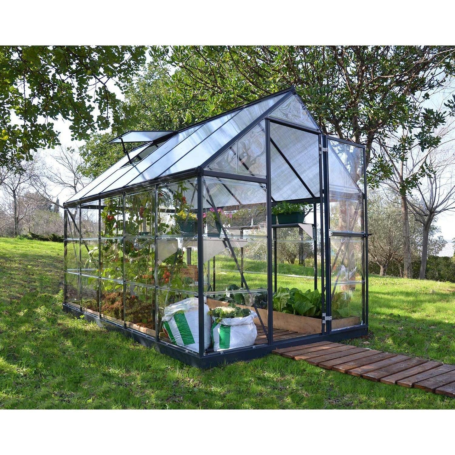 Hybrid Greenhouse 6 x 8 ft. Grey Frame | Palram-Canopia - Delightful Yard