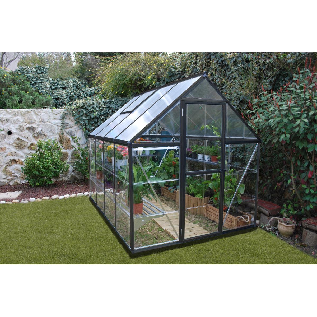 Hybrid Polycarbonate Greenhouse 6 x 8 ft. Grey Frame | Palram-Canopia-Delightful Yard