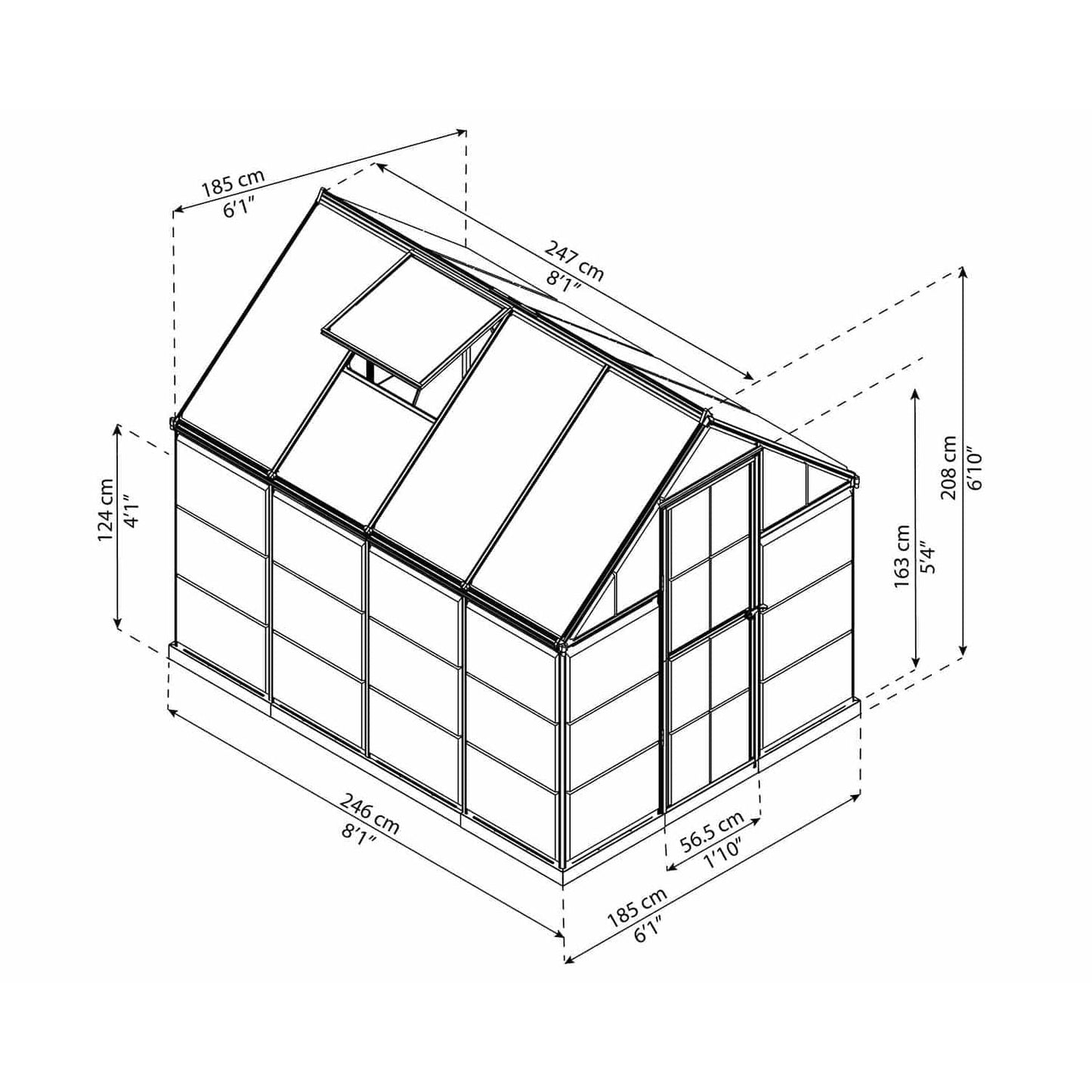 Hybrid Greenhouse 6 x 8 ft. Grey Frame | Palram-Canopia - Delightful Yard