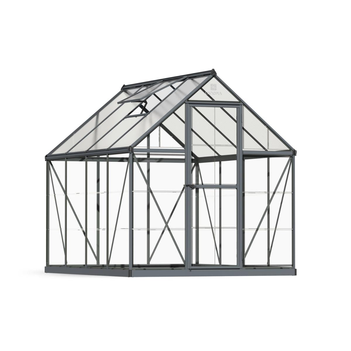 Hybrid Polycarbonate Greenhouse 6 x 8 ft. Grey Frame | Palram-Canopia-Delightful Yard