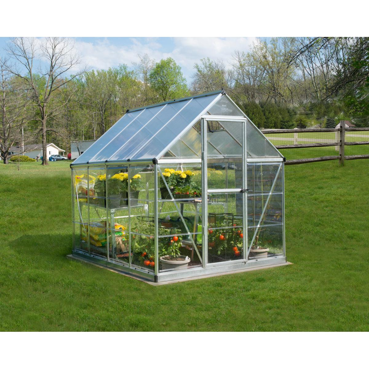 Hybrid Polycarbonate Greenhouse 6 x 8 ft. Silver Frame | Palram-Canopia-Delightful Yard