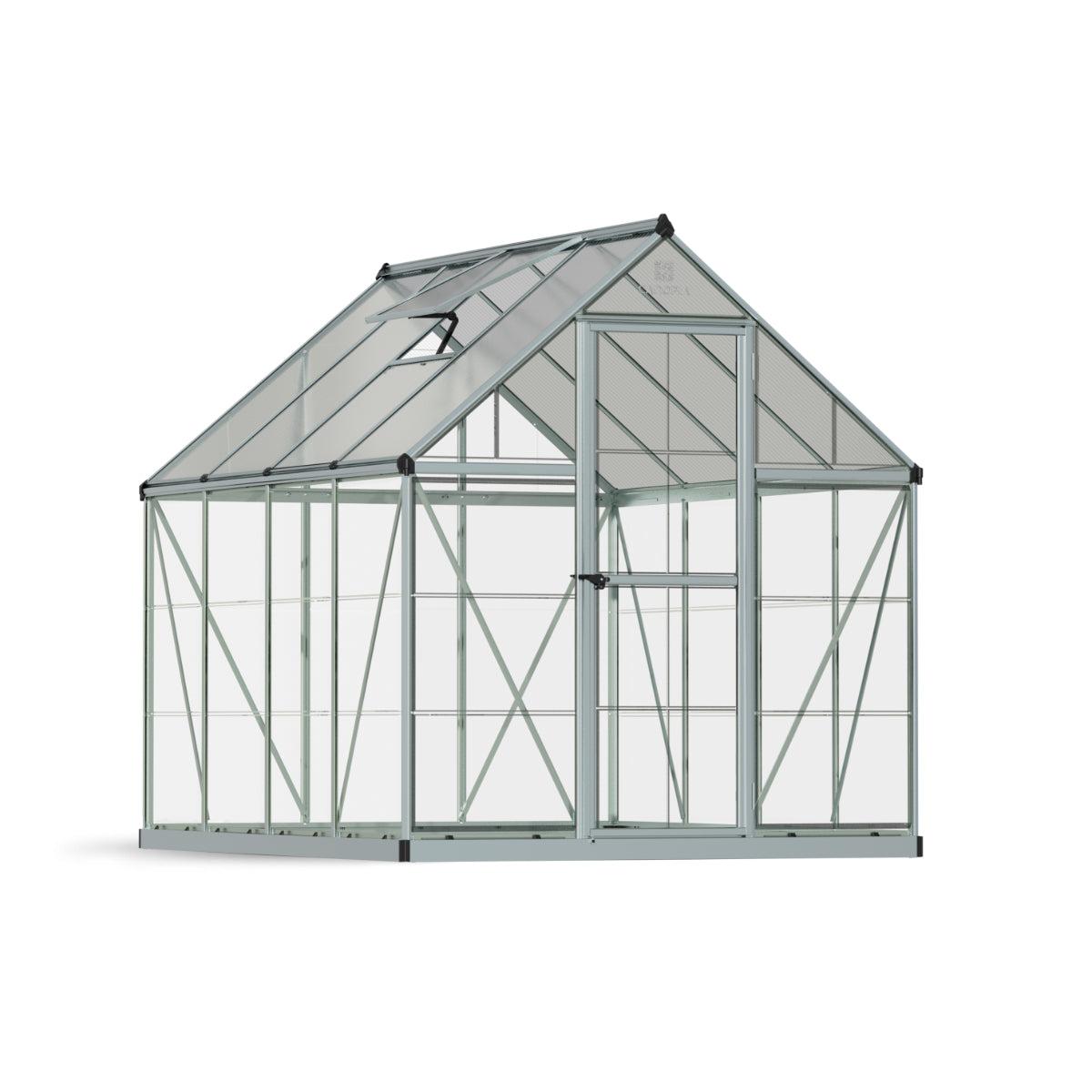 Hybrid Polycarbonate Greenhouse 6 x 8 ft. Silver Frame | Palram-Canopia-Delightful Yard