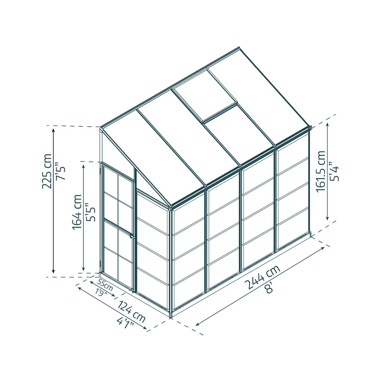 Lean-to Polycarbonate Greenhouse 8 x 4 ft. | Palram-Canopia-Delightful Yard