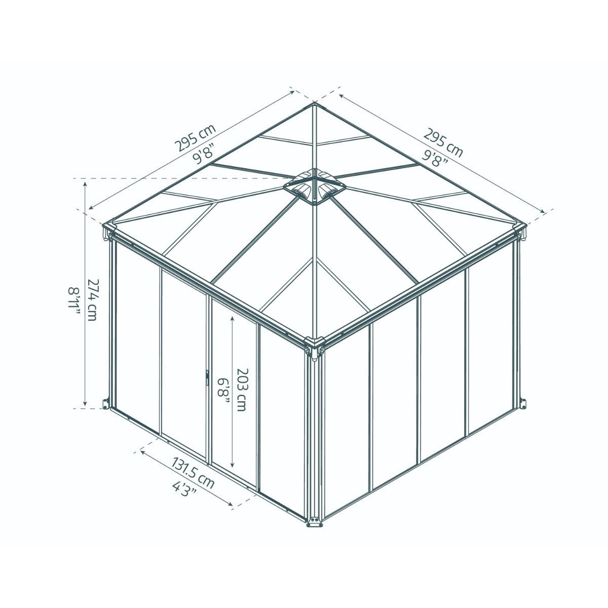 Ledro Enclosed Gazebo Solarium 10 x 10 ft. | Palram-Canopia-Delightful Yard