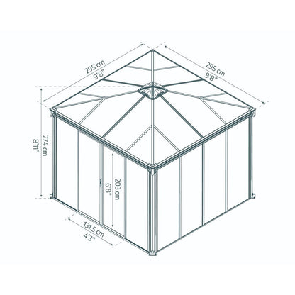 Ledro Enclosed Gazebo Solarium 10 x 10 ft. | Palram-Canopia-Delightful Yard