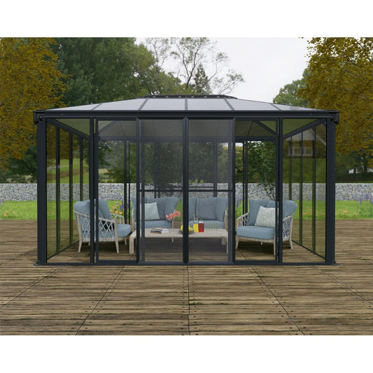 Ledro Enclosed Gazebo Solarium 10 x 14 ft. | Palram-Canopia-Delightful Yard