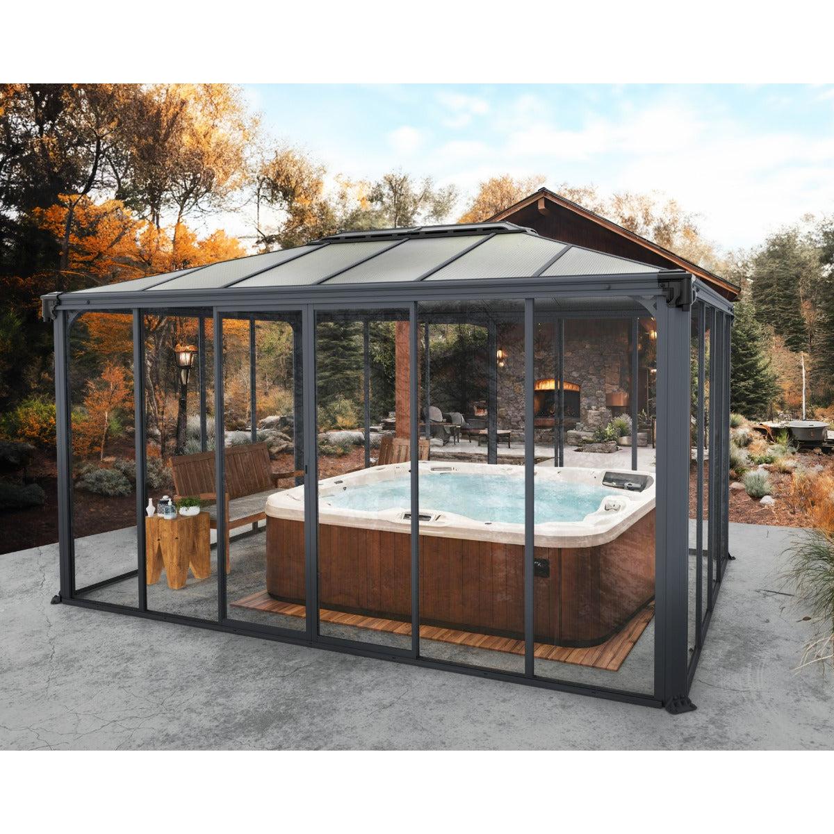 Ledro Enclosed Gazebo Solarium 10 x 14 ft. | Palram-Canopia-Delightful Yard