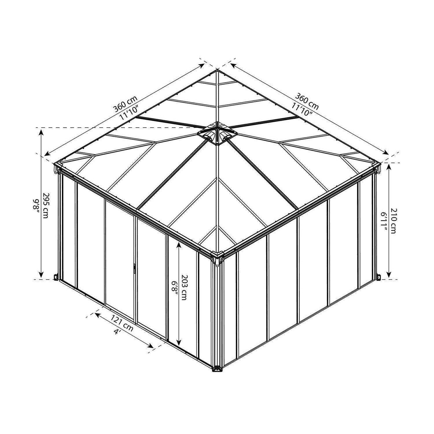 Ledro 3600 Enclosed Gazebo 12 x 12 ft. | Palram-Canopia - Delightful Yard