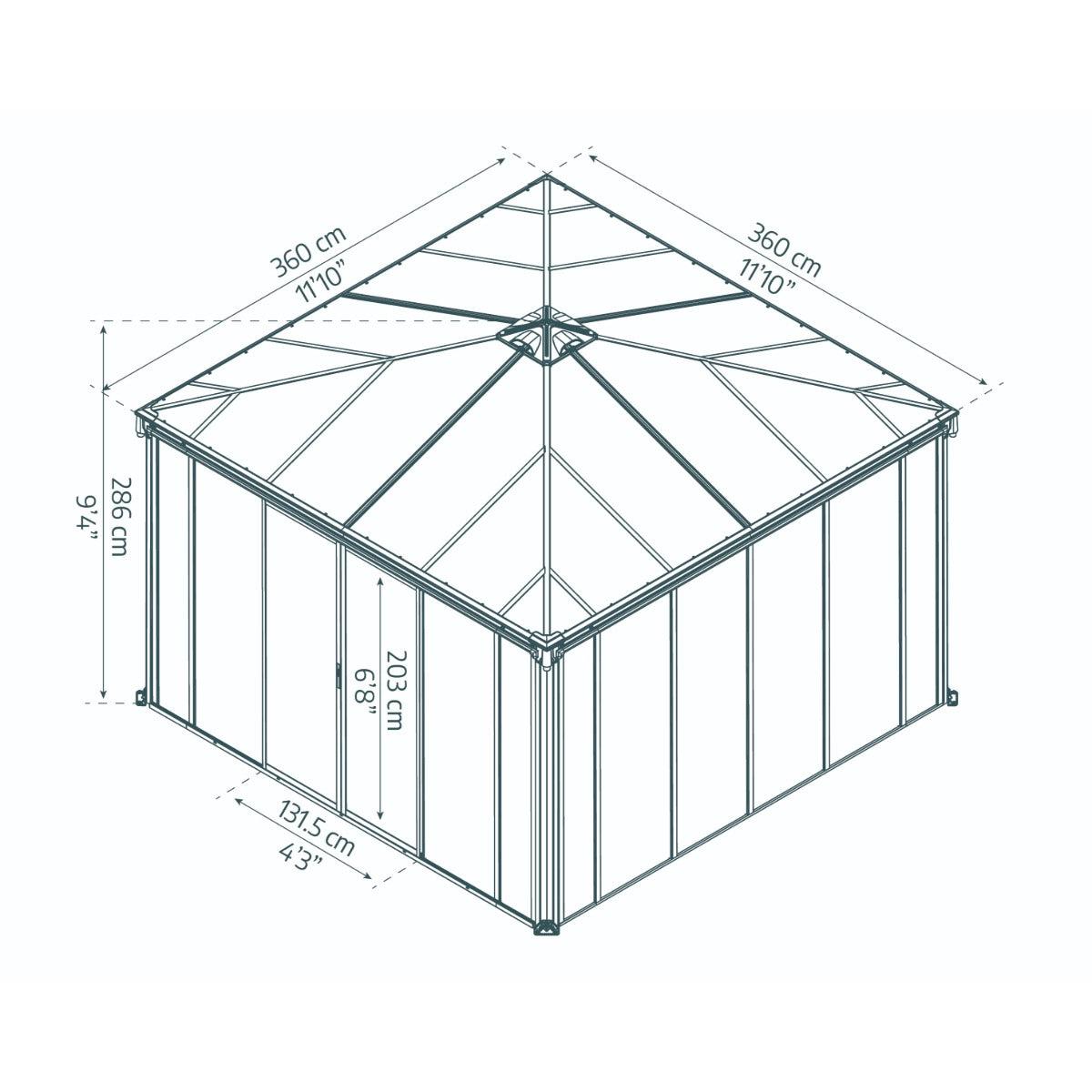 Ledro Enclosed Gazebo Solarium 12 x 12 ft. | Palram-Canopia-Delightful Yard