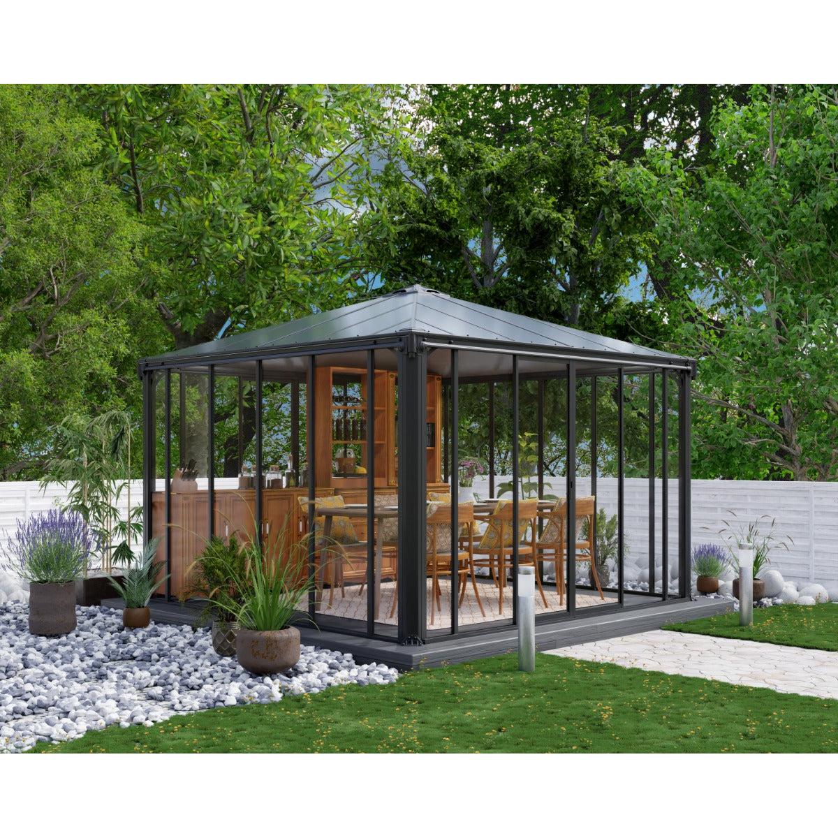 Ledro Enclosed Gazebo Solarium 12 x 12 ft. | Palram-Canopia-Delightful Yard