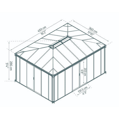 Ledro Enclosed Gazebo Solarium 12 x 16 ft. | Palram-Canopia-Delightful Yard
