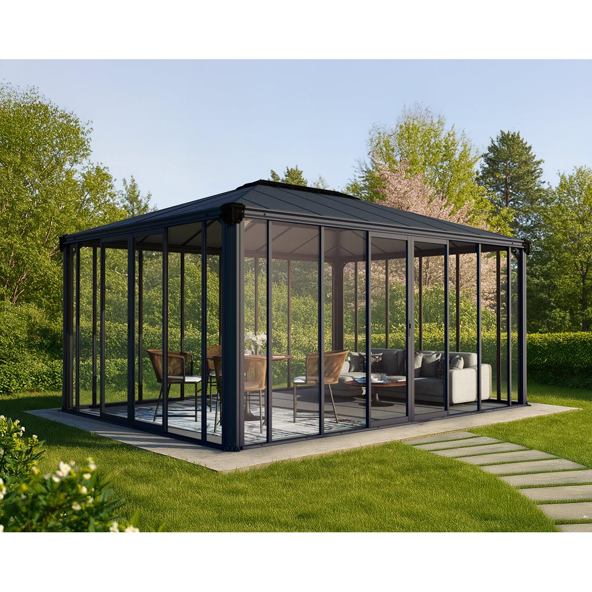 Ledro Enclosed Gazebo Solarium 12 x 16 ft. | Palram-Canopia-Delightful Yard