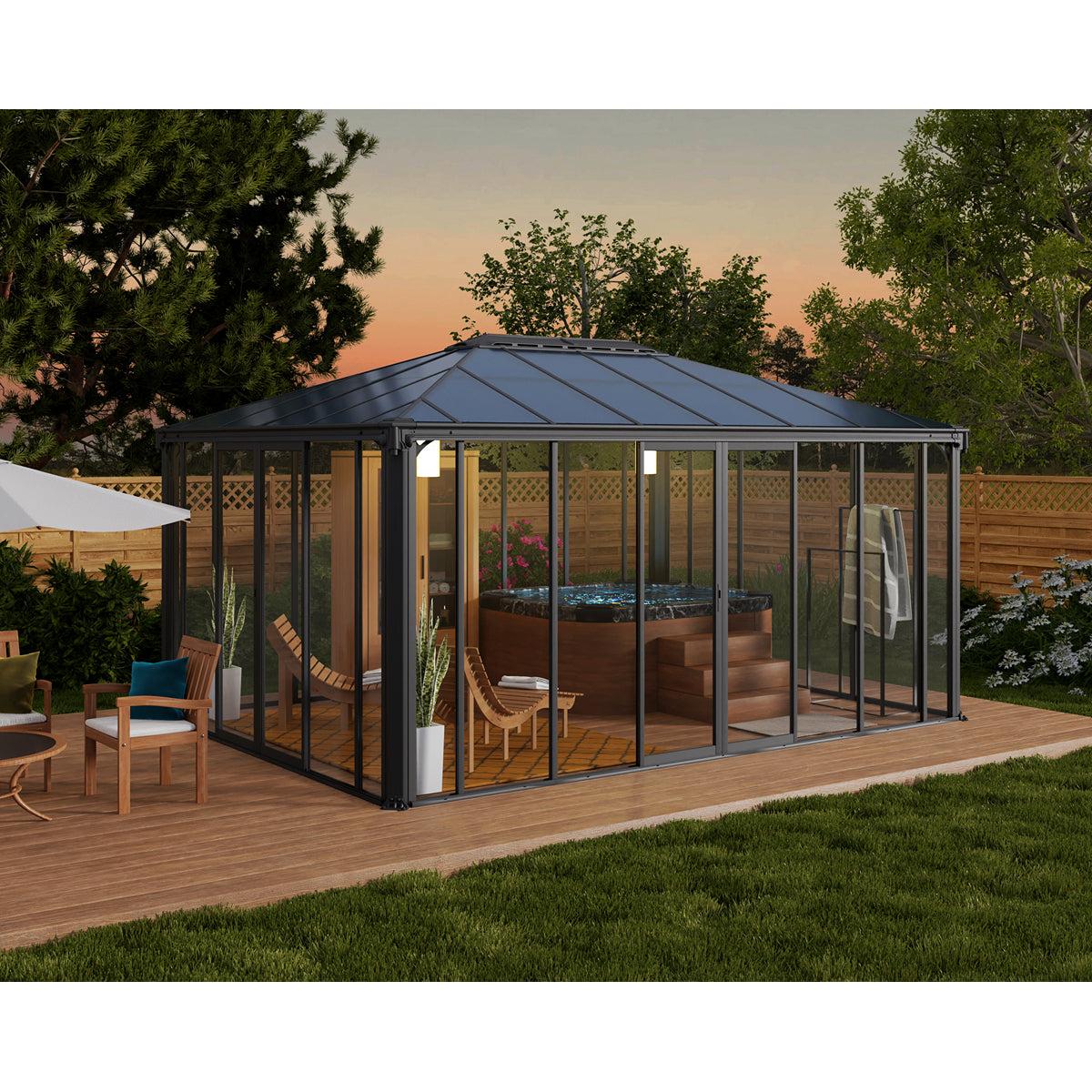 Ledro Enclosed Gazebo Solarium 12 x 16 ft. | Palram-Canopia-Delightful Yard