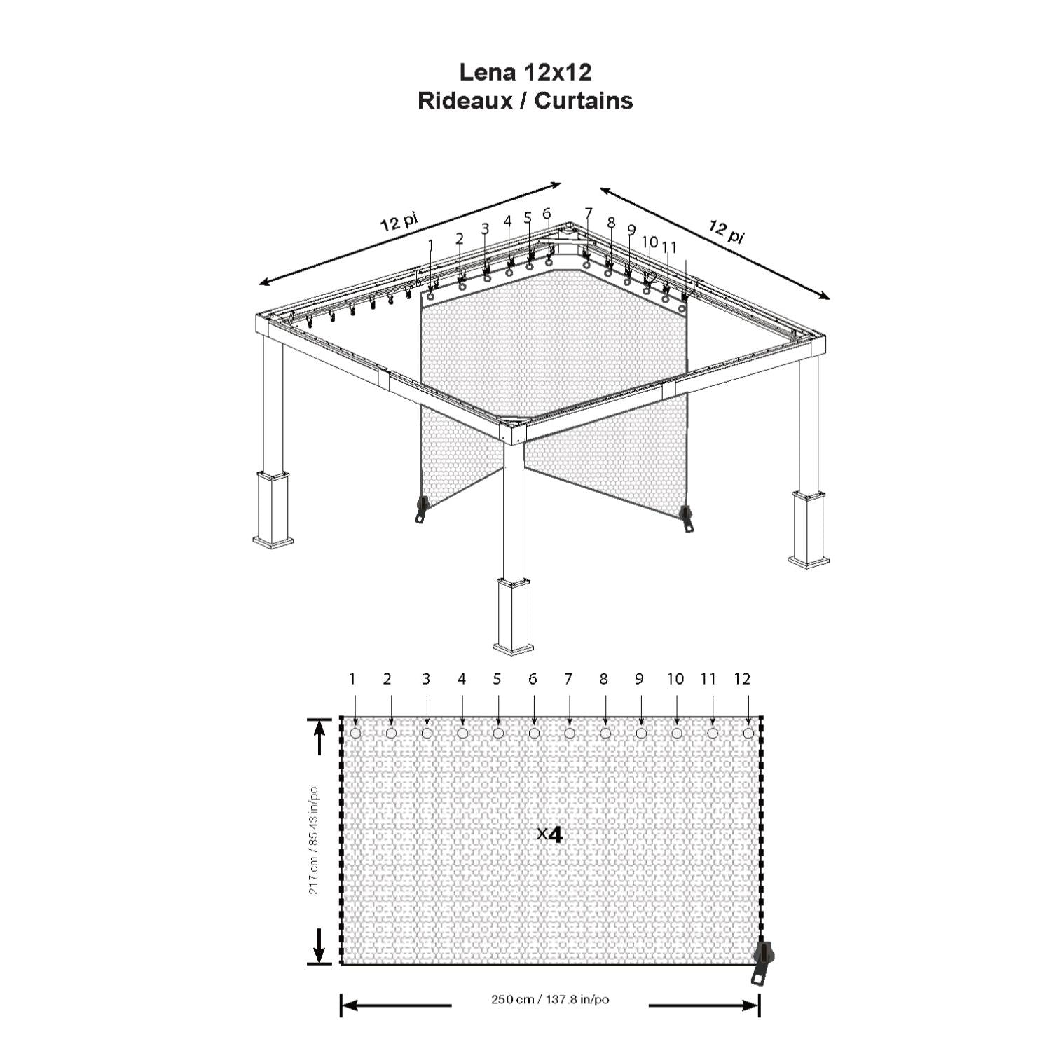 Lena Gazebo Curtains 12 x 12 ft | Sojag-Delightful Yard
