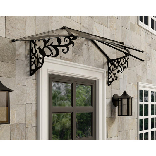 Lily French Door Awning 7 x 3 ft. Clear Panel | Palram-Canopia-Delightful Yard