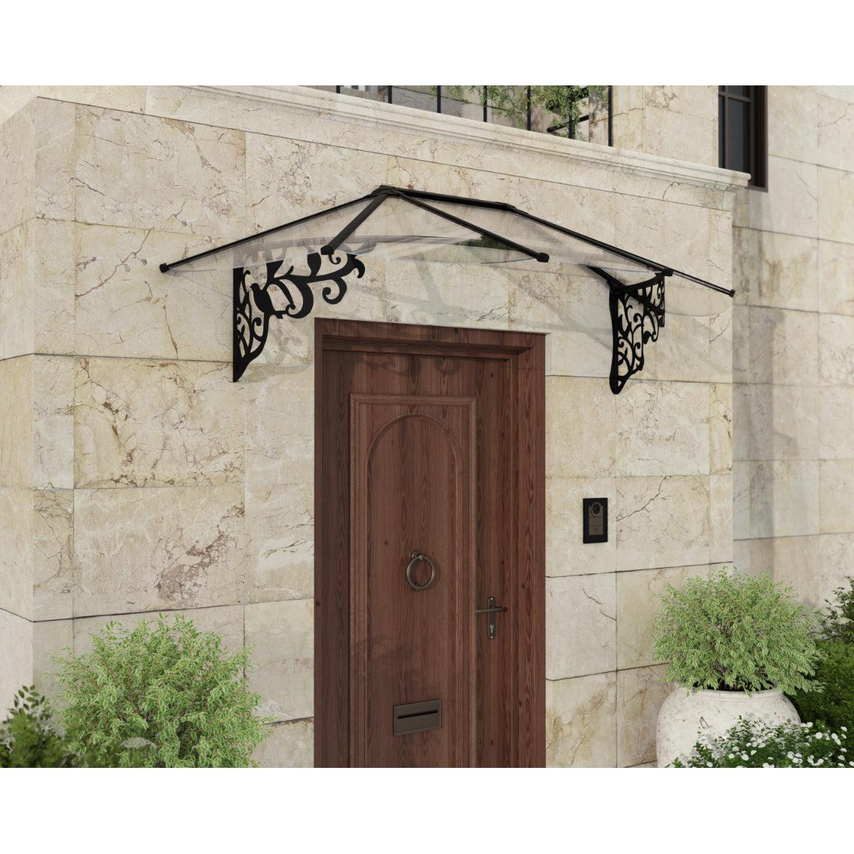 Lily French Door Awning 7 x 3 ft. Clear Panel | Palram-Canopia-Delightful Yard