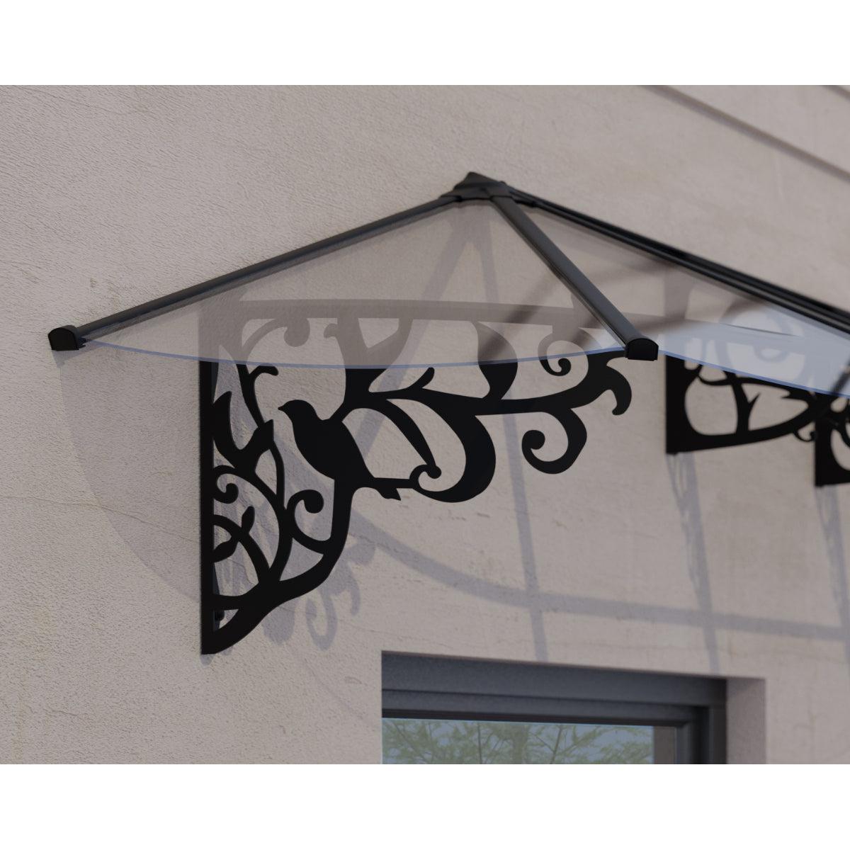 Lily French Door Awning 7 x 3 ft. Clear Panel | Palram-Canopia-Delightful Yard