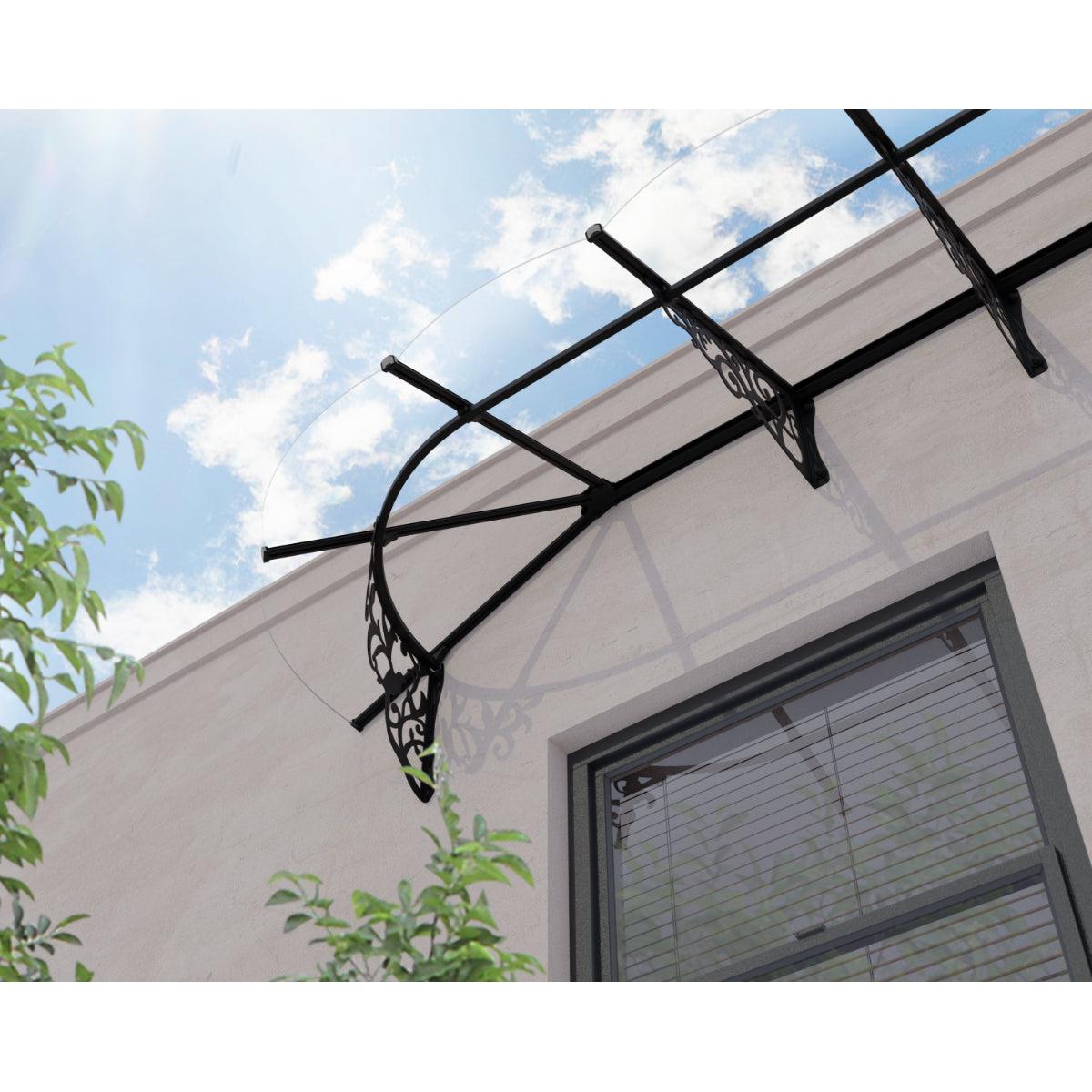 Lily French Door Awning 7 x 3 ft. Clear Panel | Palram-Canopia-Delightful Yard