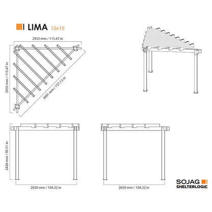 Lima 10 x 10 ft. Triangle Aluminum Pergola| Sojag-Delightful Yard