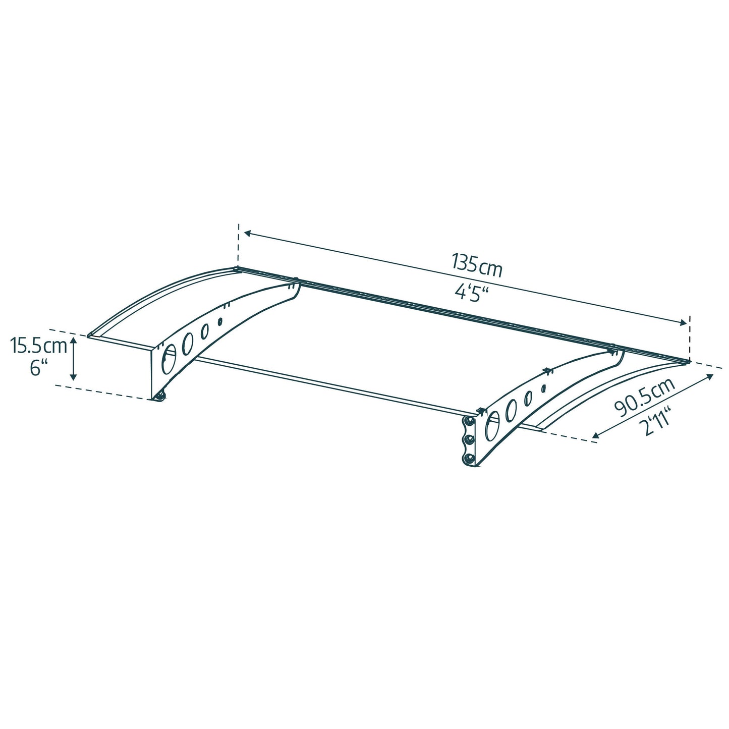 Lyra Door Awning 4.5 x 2 ft. TwinWall Panel | Palram-Canopia-Delightful Yard