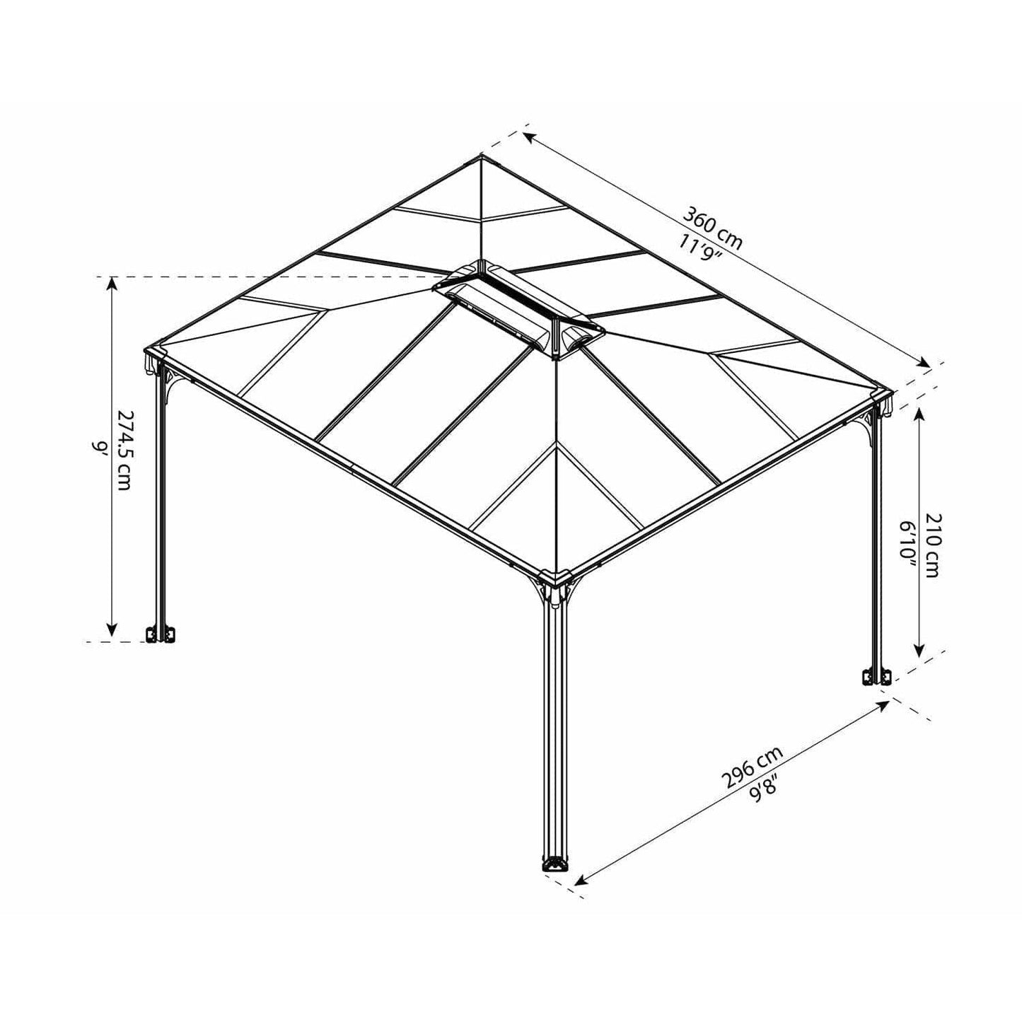 Martinique 3600 Gazebo 10 x 12 ft. | Palram-Canopia - Delightful Yard