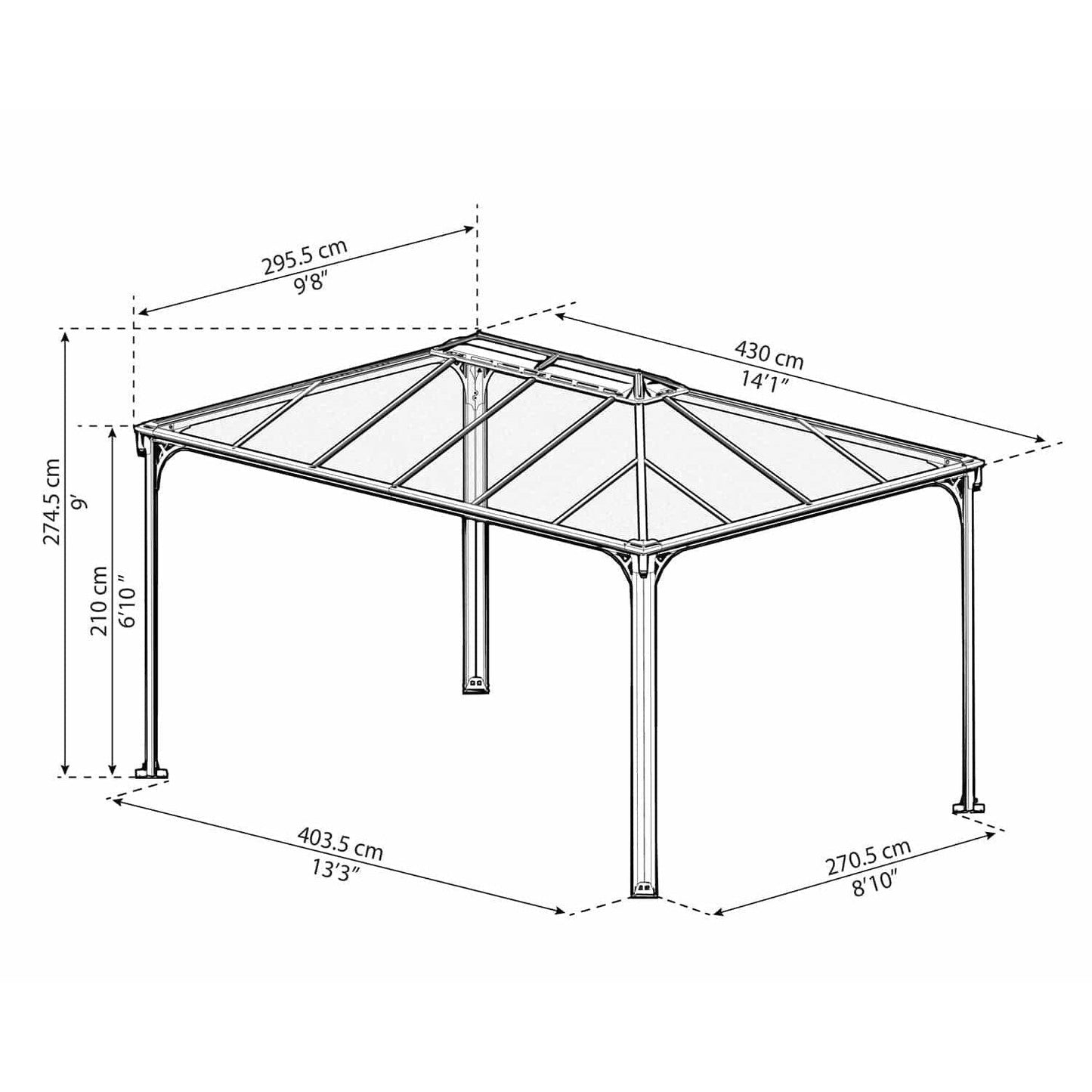 Martinique 4300 Gazebo 10 x 14 ft. | Palram-Canopia - Delightful Yard