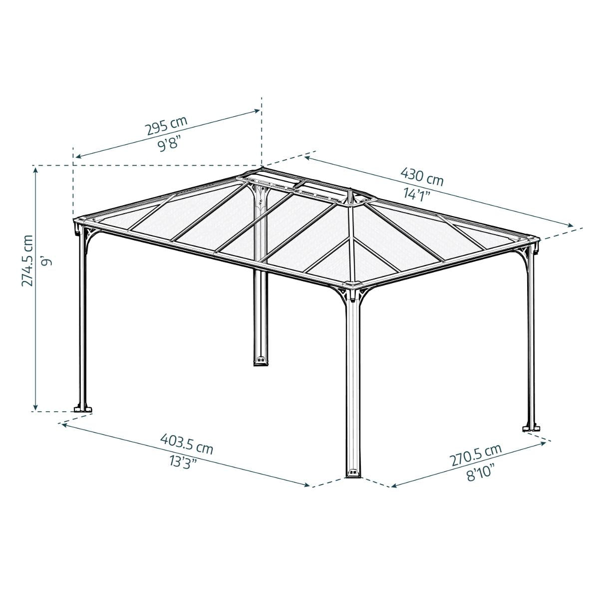 Martinique Aluminum Gazebo 10 x 14 ft. | Palram-Canopia-Delightful Yard