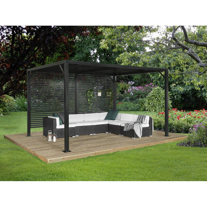 Meeru 9 x 12 ft. Aluminum Pergola with Louvered Wall | Sojag-Delightful Yard