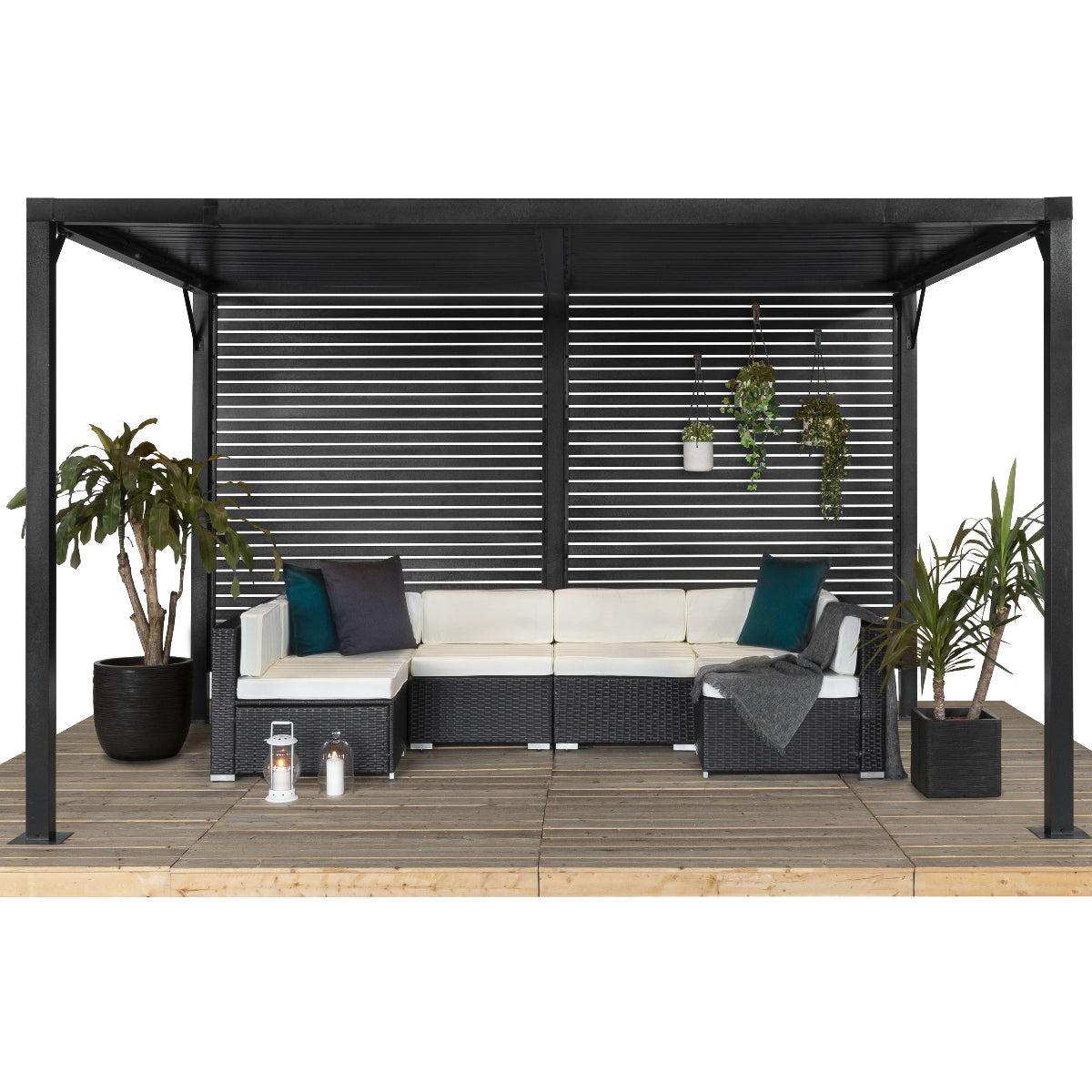 Meeru 9 x 12 ft. Aluminum Pergola with Louvered Wall | Sojag-Delightful Yard