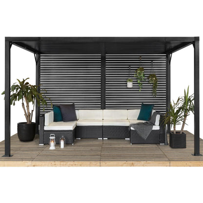 Meeru 9 x 12 ft. Aluminum Pergola with Louvered Wall | Sojag-Delightful Yard