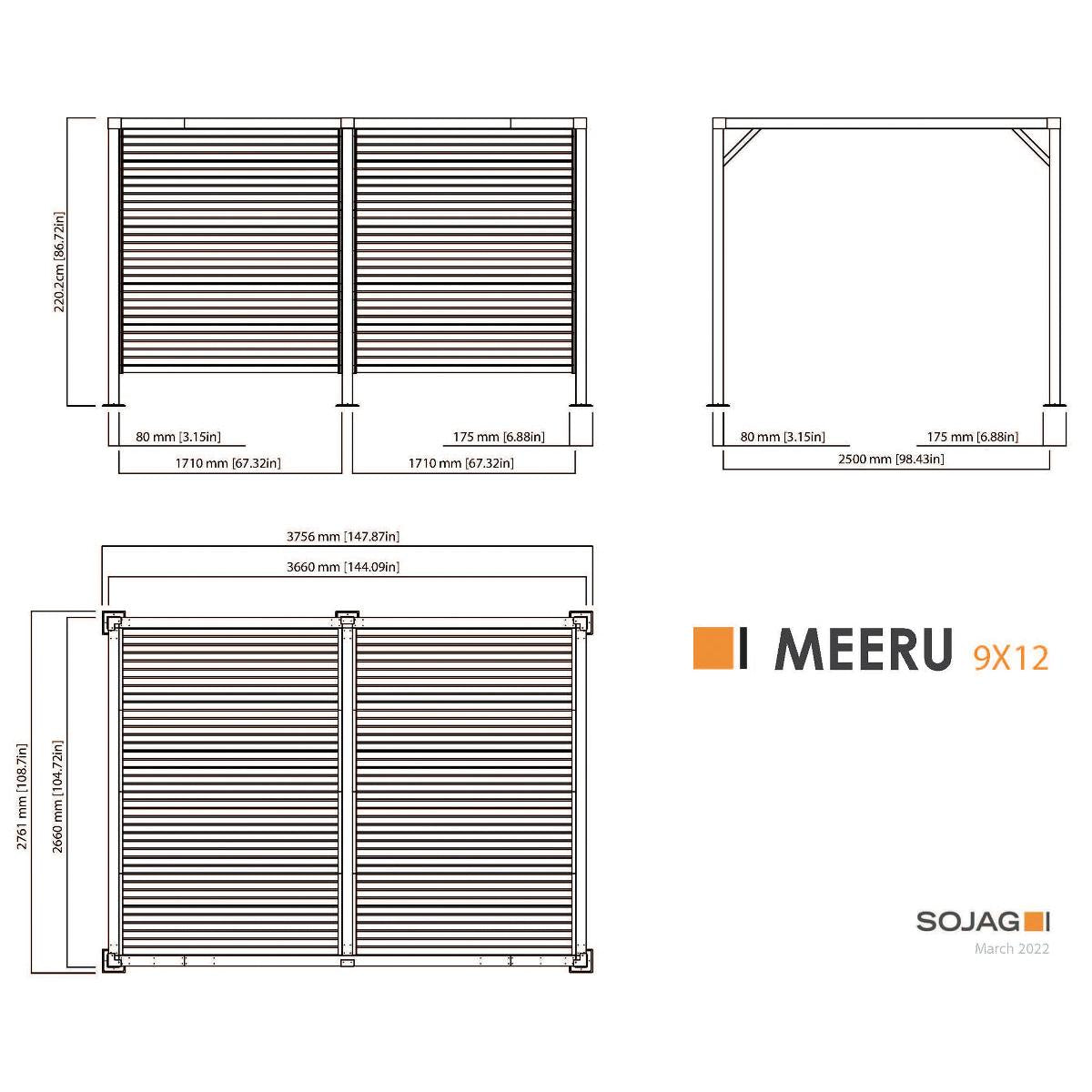 Meeru 9 x 12 ft. Aluminum Pergola with Louvered Wall | Sojag-Delightful Yard