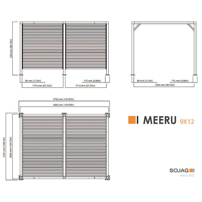 Meeru 9 x 12 ft. Aluminum Pergola with Louvered Wall | Sojag-Delightful Yard
