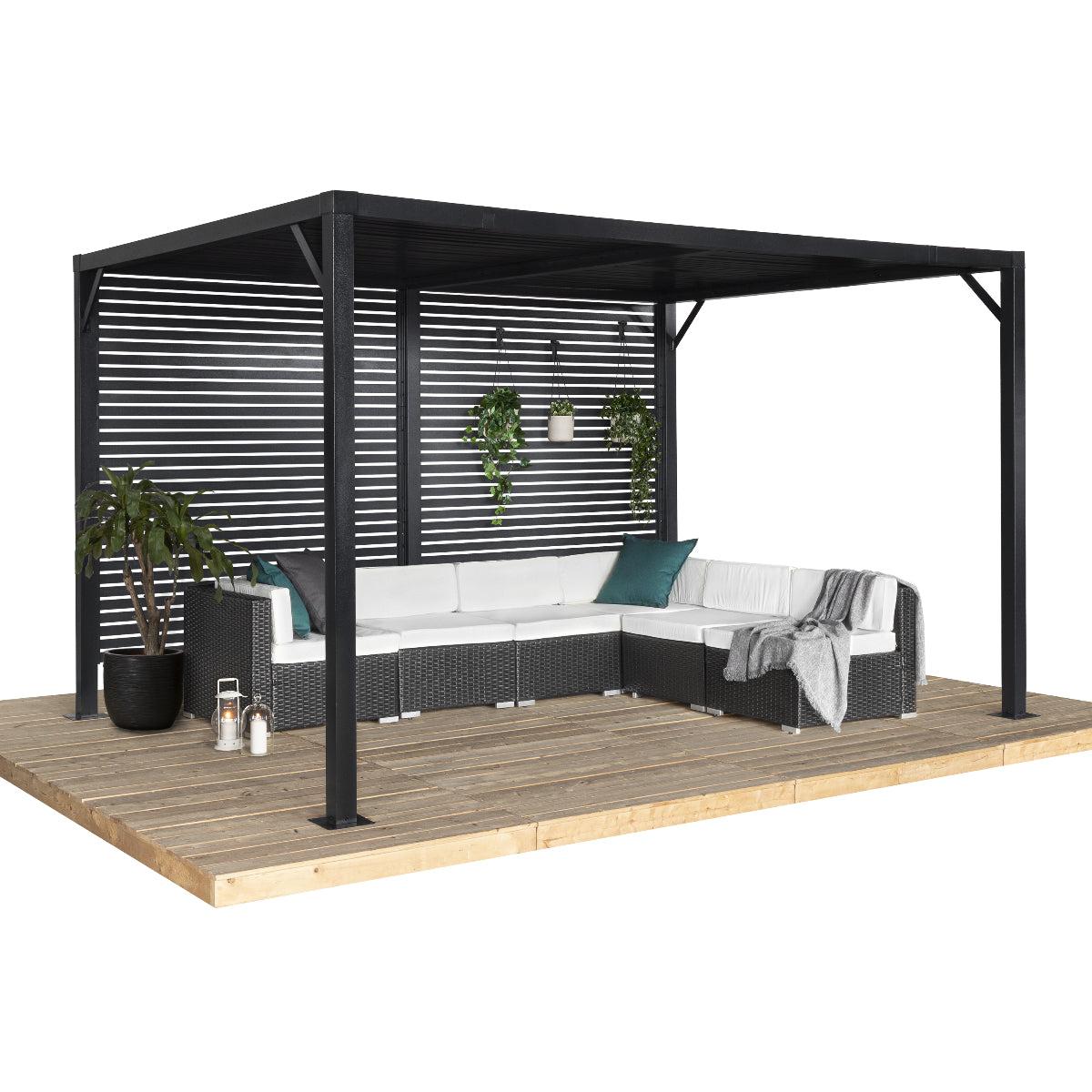 Meeru 9 x 12 ft. Aluminum Pergola with Louvered Wall | Sojag-Delightful Yard