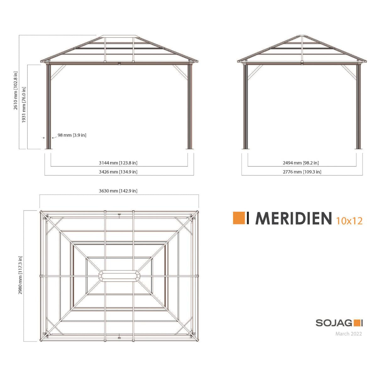 Meridien Aluminum Gazebo 10 x 12 ft | Sojag-Delightful Yard