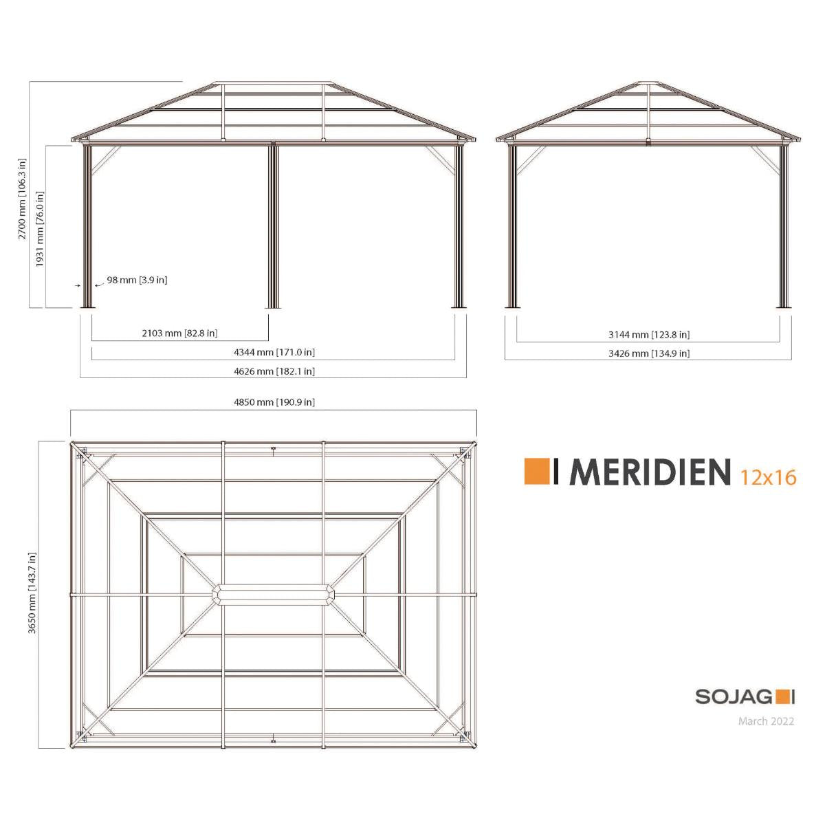 Meridien Aluminum Gazebo 12 x 16 ft | Sojag-Delightful Yard