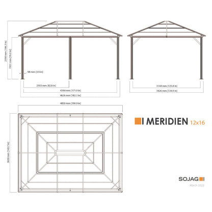 Meridien Aluminum Gazebo 12 x 16 ft | Sojag-Delightful Yard