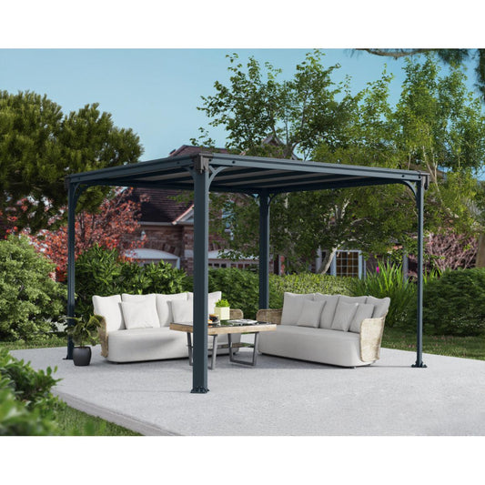 Milano Aluminum Flat Roof Gazebo 10 x 10 ft. | Palram-Canopia-Delightful Yard